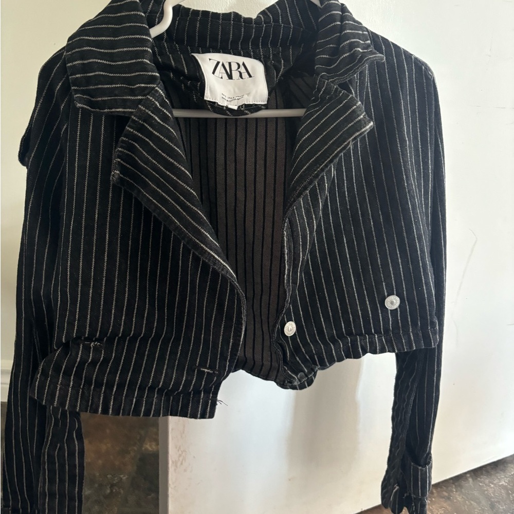 Zara Black and White Striped Jacket